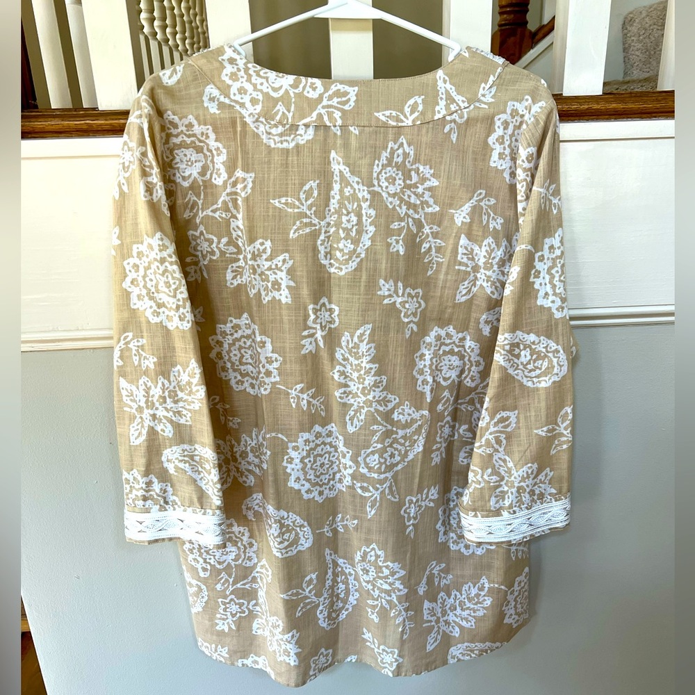 Krazy Kat Size L Paisley Floral Print 3/4 Sleeve Women’s Tunic NWT - Picture 4 of 7